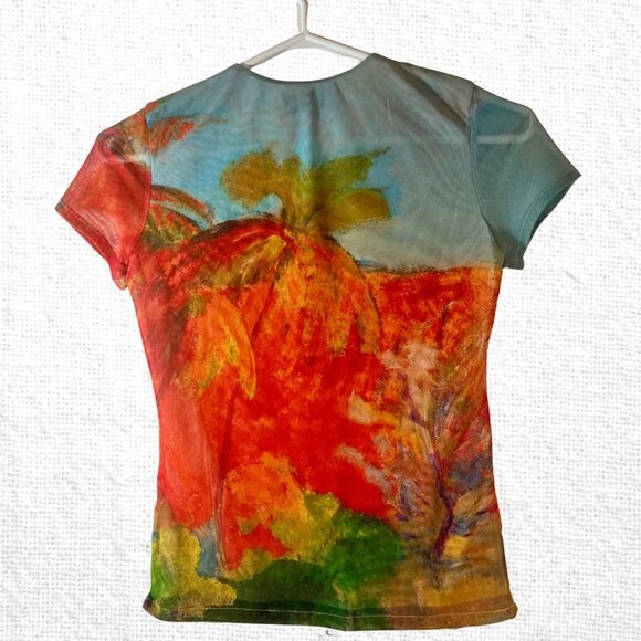 Desigual multicolour mesh baby tee XS EUC - Picture 2 of 2